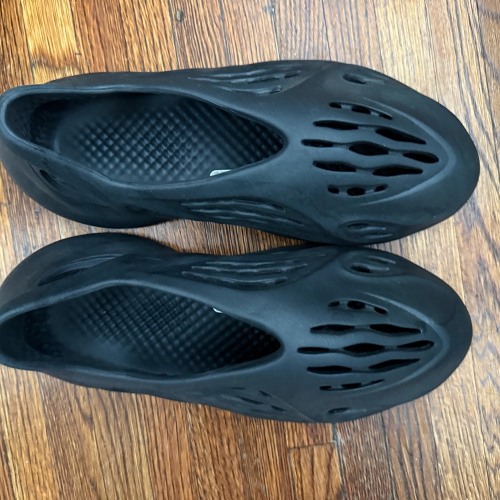 adidas Black Foam Clog with Vent Pattern